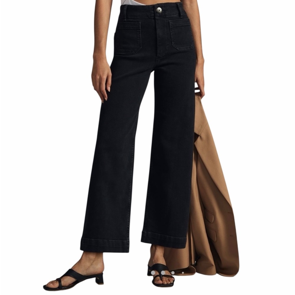 Pilcro Anthropologie The Skipper Wide-Leg Pants | Black | Size 26